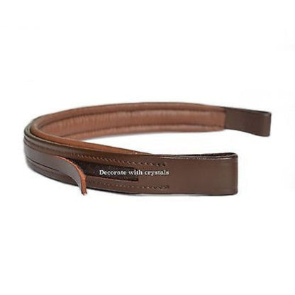 Lot of 8 Empty Channel Brown Leather Browbands for Bridles, Full - 8mm