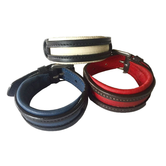 Empty Channel Inlay Leather Padded Dog Collars 5 pcs.