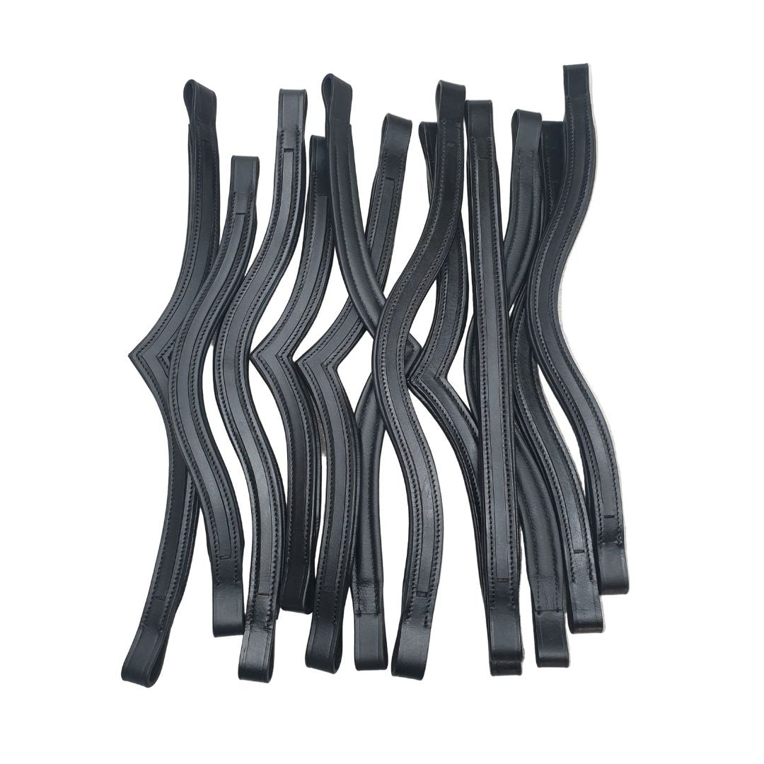 (Lot of 24) Custom  Empty Channel Padded Leather Browbands for Bridles - U/V /Strt/ Wave