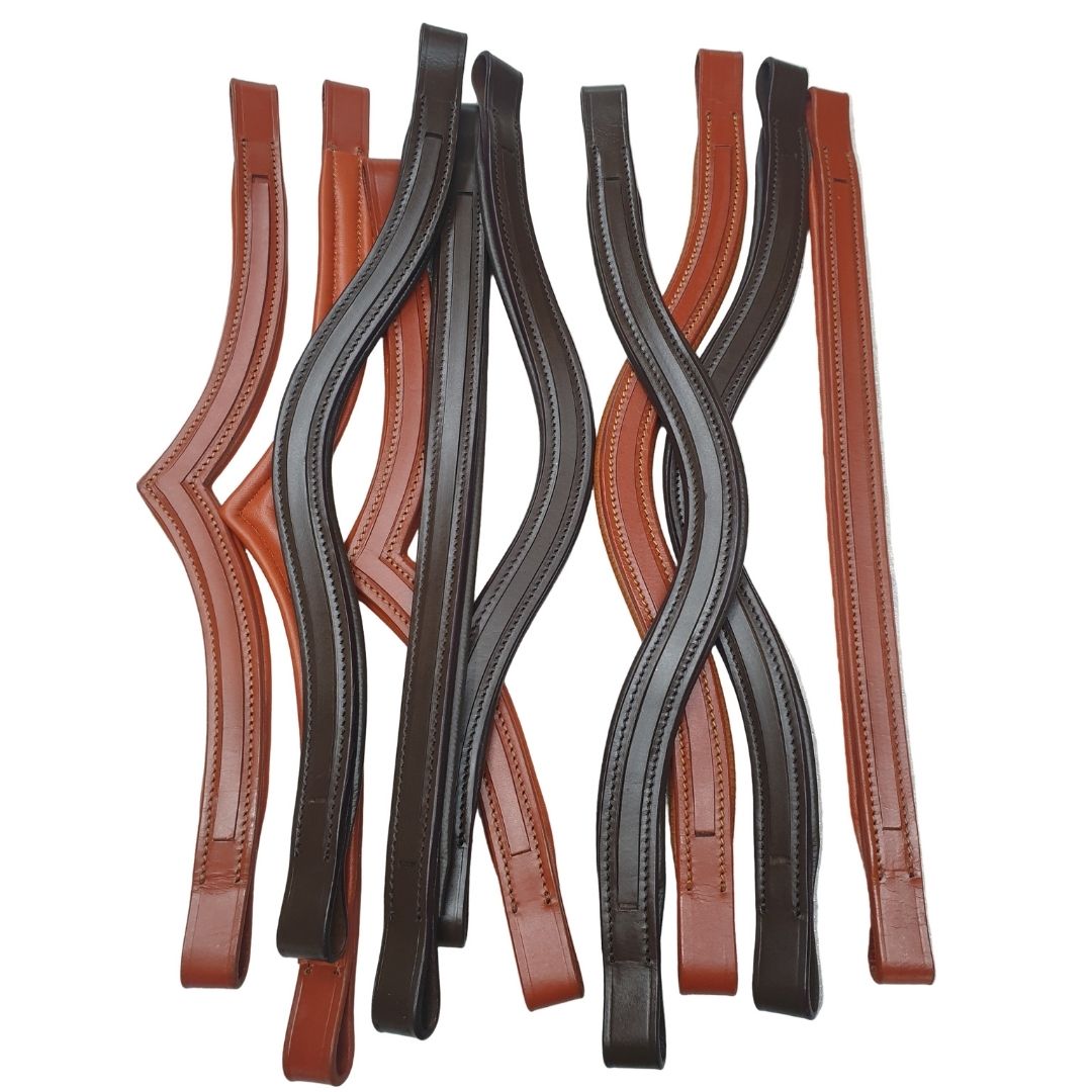 (Lot of 24) Custom  Empty Channel Padded Leather Browbands for Bridles - U/V /Strt/ Wave