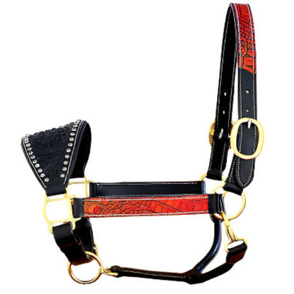 SIE Fusion Horse Bronc Halters Full in USA Leather Studded with Swarovski