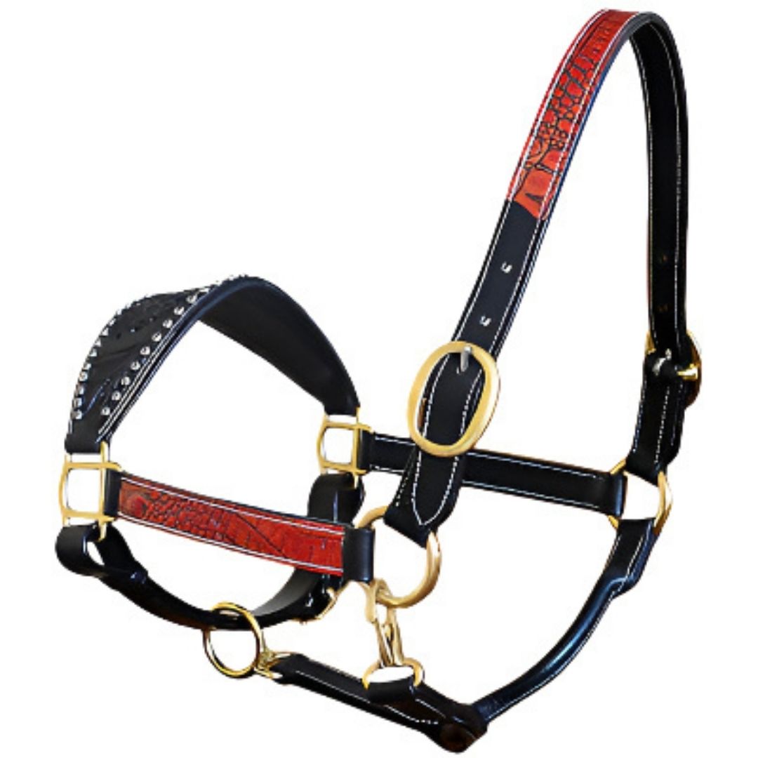SIE Fusion Horse Bronc Halters Full in USA Leather Studded with Swarovski