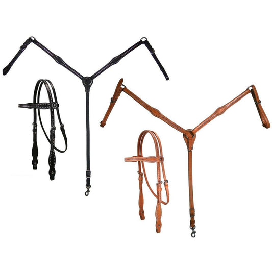 Pink Swarovski Crystal Inlaid Headstall & Breast Collar Set