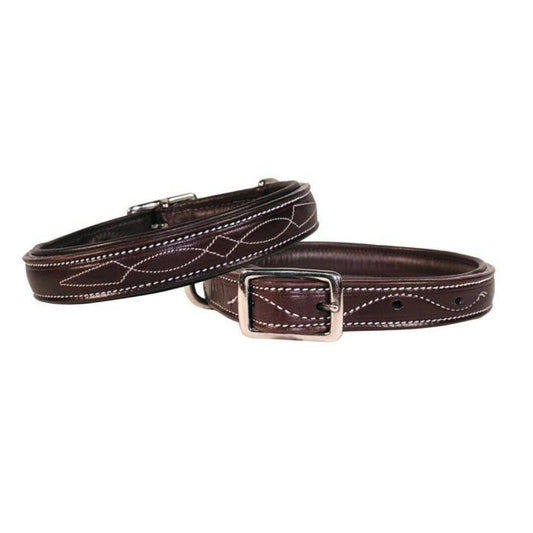 Padded Fancy Stitch Dog Collar USA Leather
