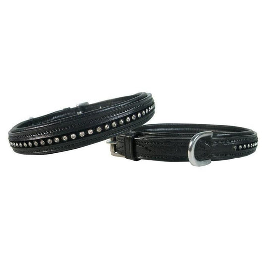 Crystal Padded Dog Collar USA Leather
