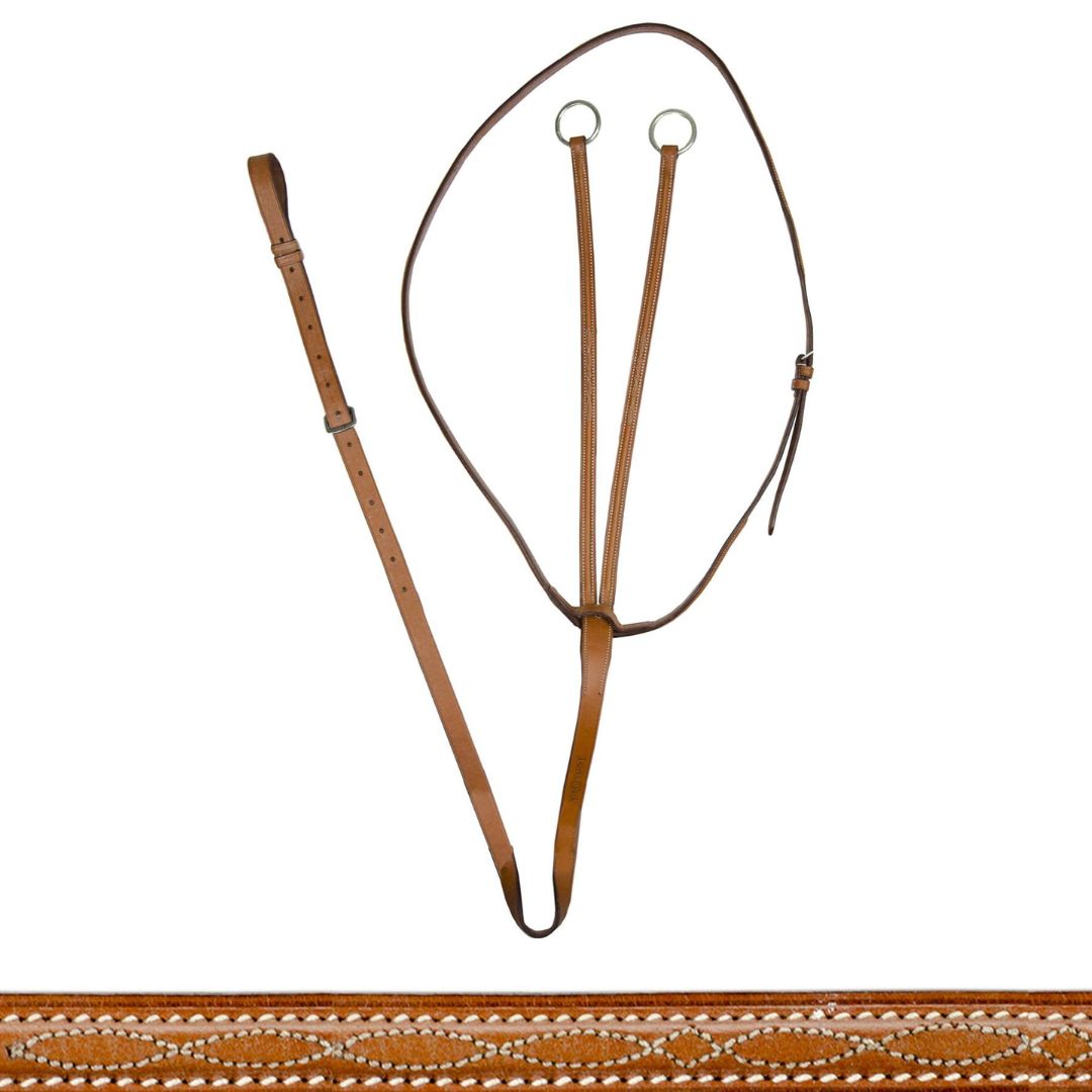 Raised Fancy Stitch Leather Running Martingale