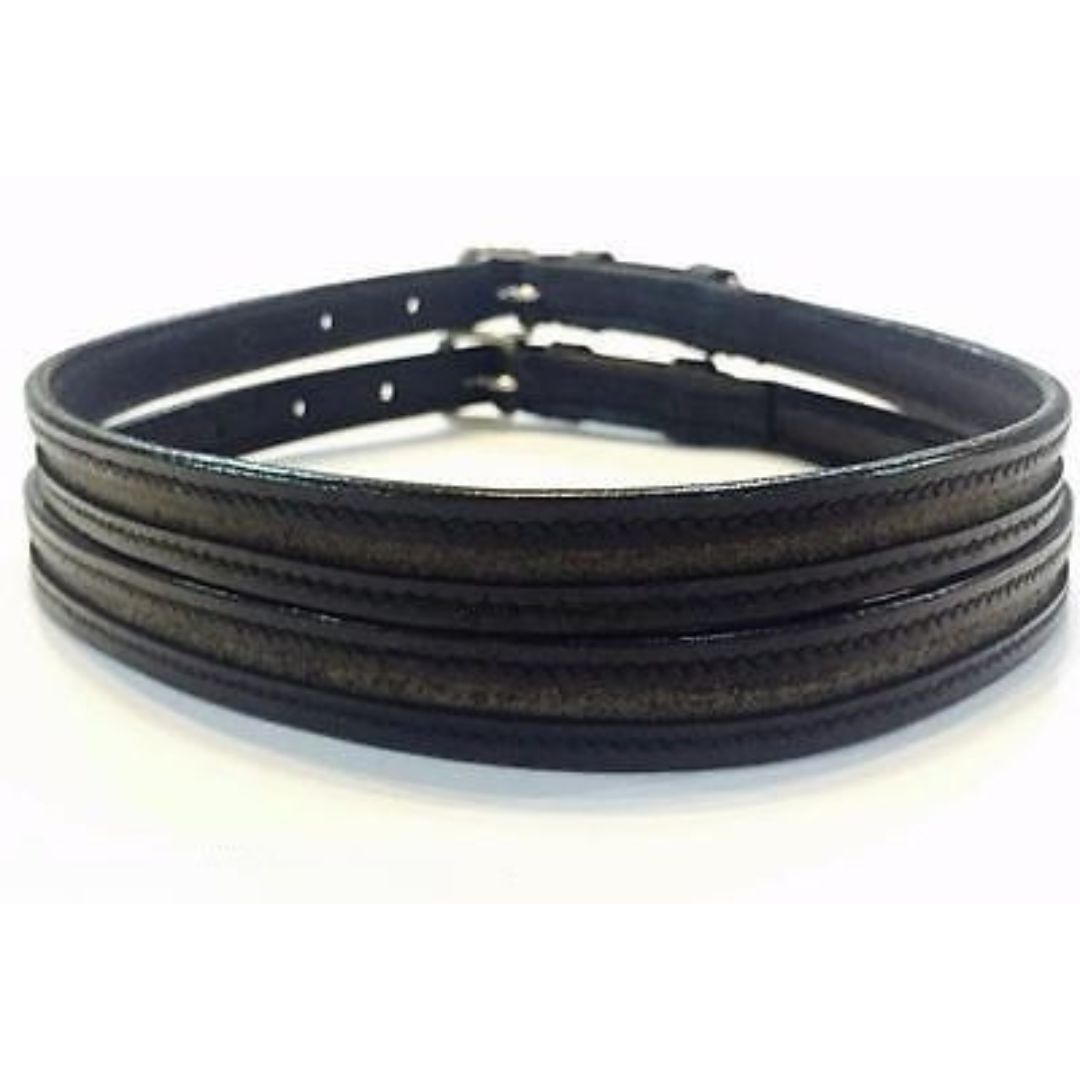 SIE Genuine Leather Empty Channel English Spur Straps – Double Stainless Steel Keeper Buckles | Crystal Decoration Slot