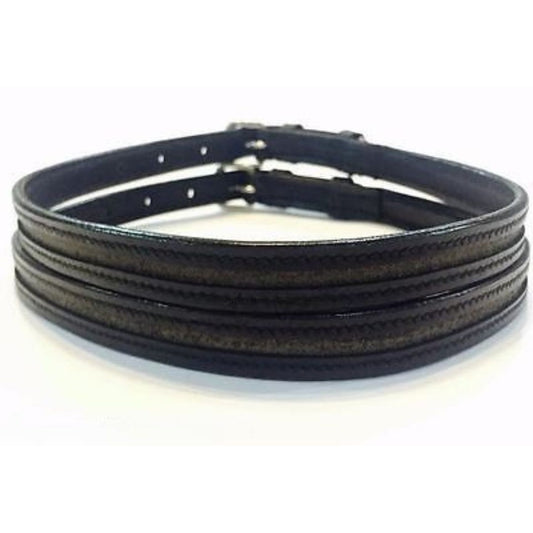 SIE Genuine Leather Empty Channel English Spur Straps – Double Stainless Steel Keeper Buckles | Crystal Decoration Slot