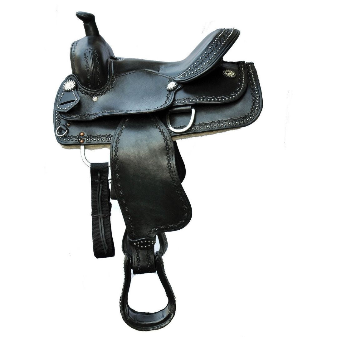 USA Leather All Purpose Western Bad 2 Bone Horse Show Saddle 14''