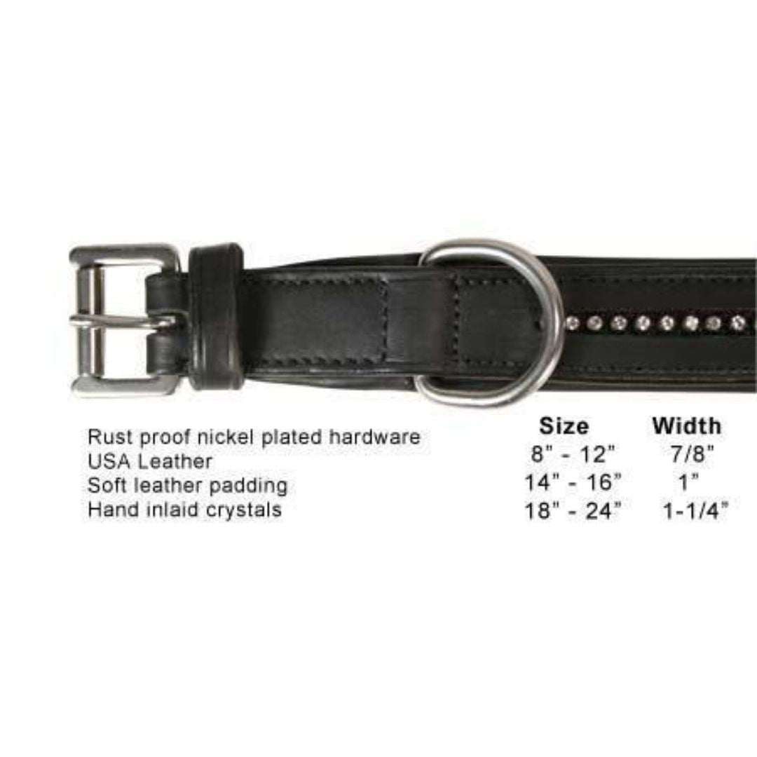 Crystal Padded Dog Collar USA Leather