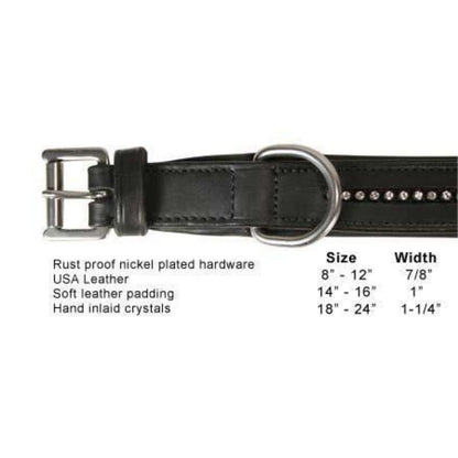 Crystal Padded Dog Collar USA Leather