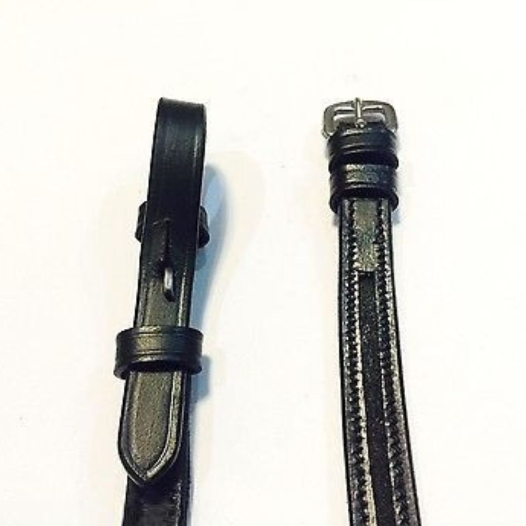 Pair of Empty channel Leather Cheek pieces of bridle - 4mm