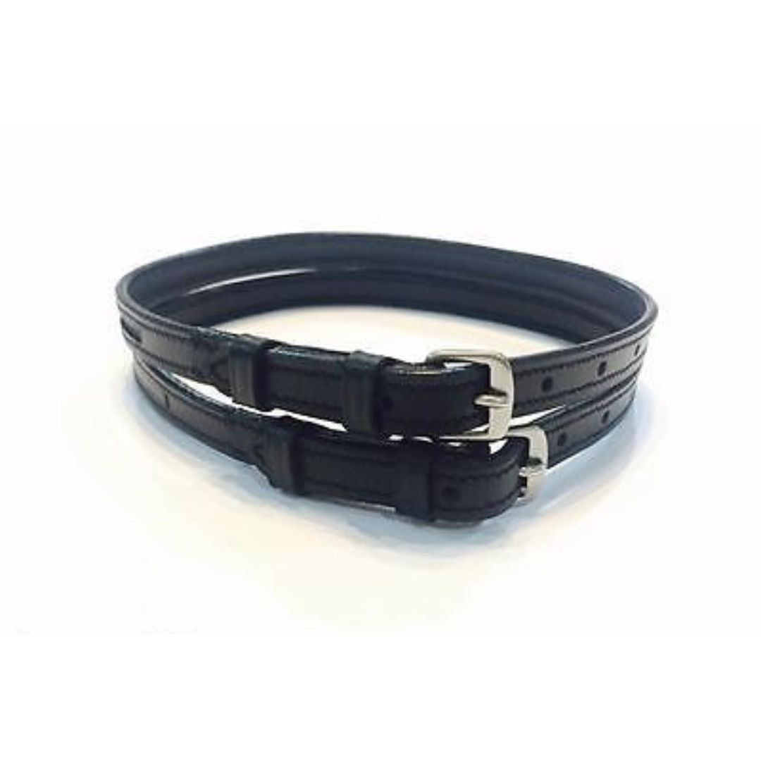 SIE Genuine Leather Empty Channel English Spur Straps – Double Stainless Steel Keeper Buckles | Crystal Decoration Slot