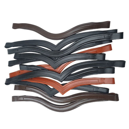 (Qty.12) 6 Black & 6 Havana Empty Channel Padded Leather Browbands for Bridles