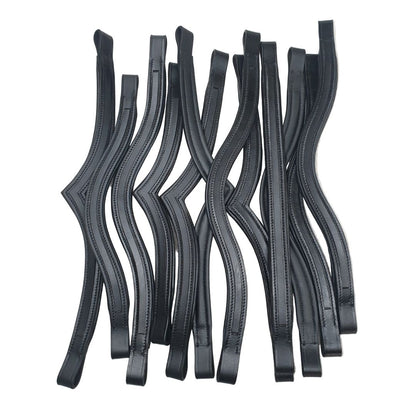 (Qty.12) 6 Black & 6 Havana Empty Channel Padded Leather Browbands for Bridles