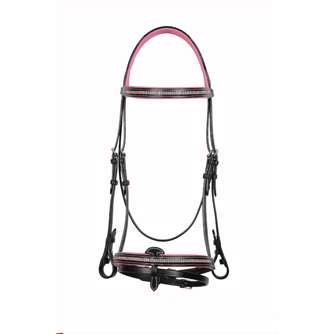 Two Row Crystal Leather Padded Bridles