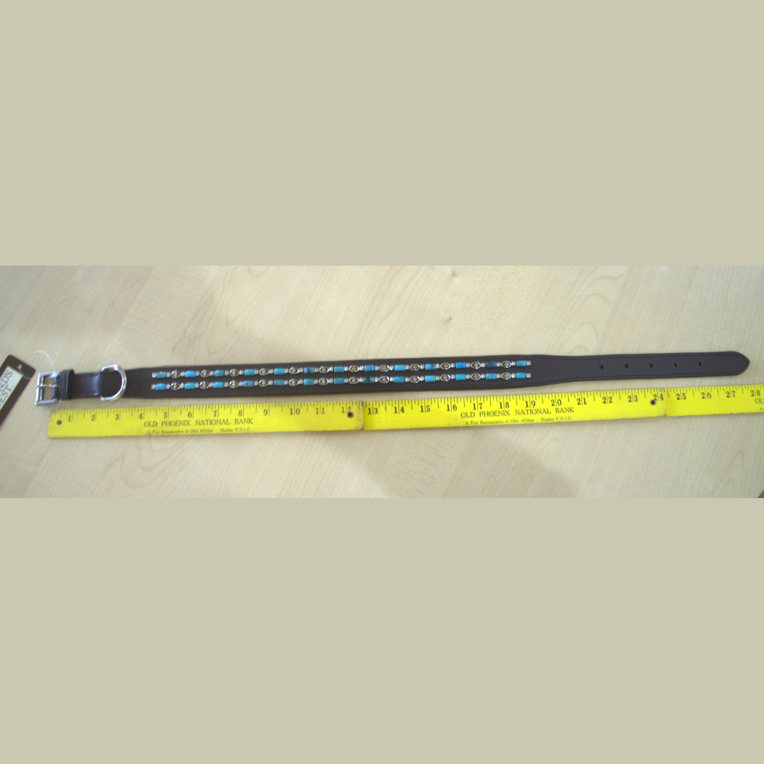 Turquoise Beaded Leather Pet / Dog Collars