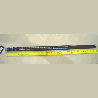 Turquoise Beaded Leather Pet / Dog Collars