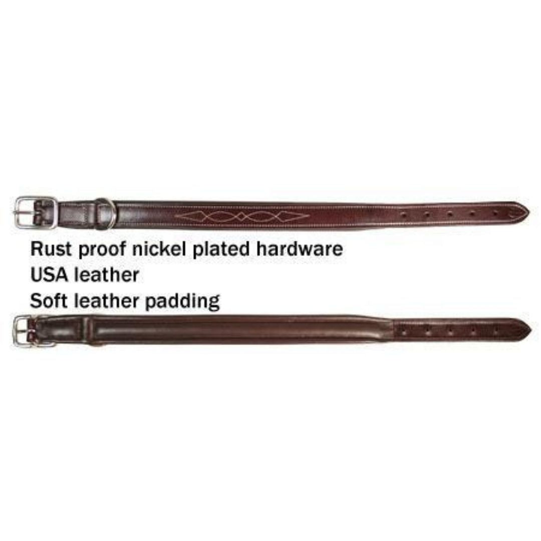 Padded Fancy Stitch Dog Collar USA Leather