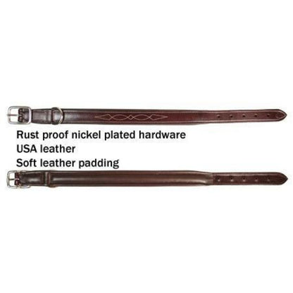 Padded Fancy Stitch Dog Collar USA Leather