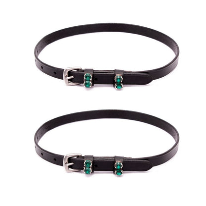 Emerald Swarovski Crystal Leather Spur Straps
