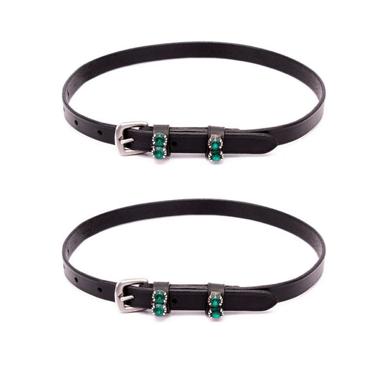 Emerald Swarovski Crystal Leather Spur Straps