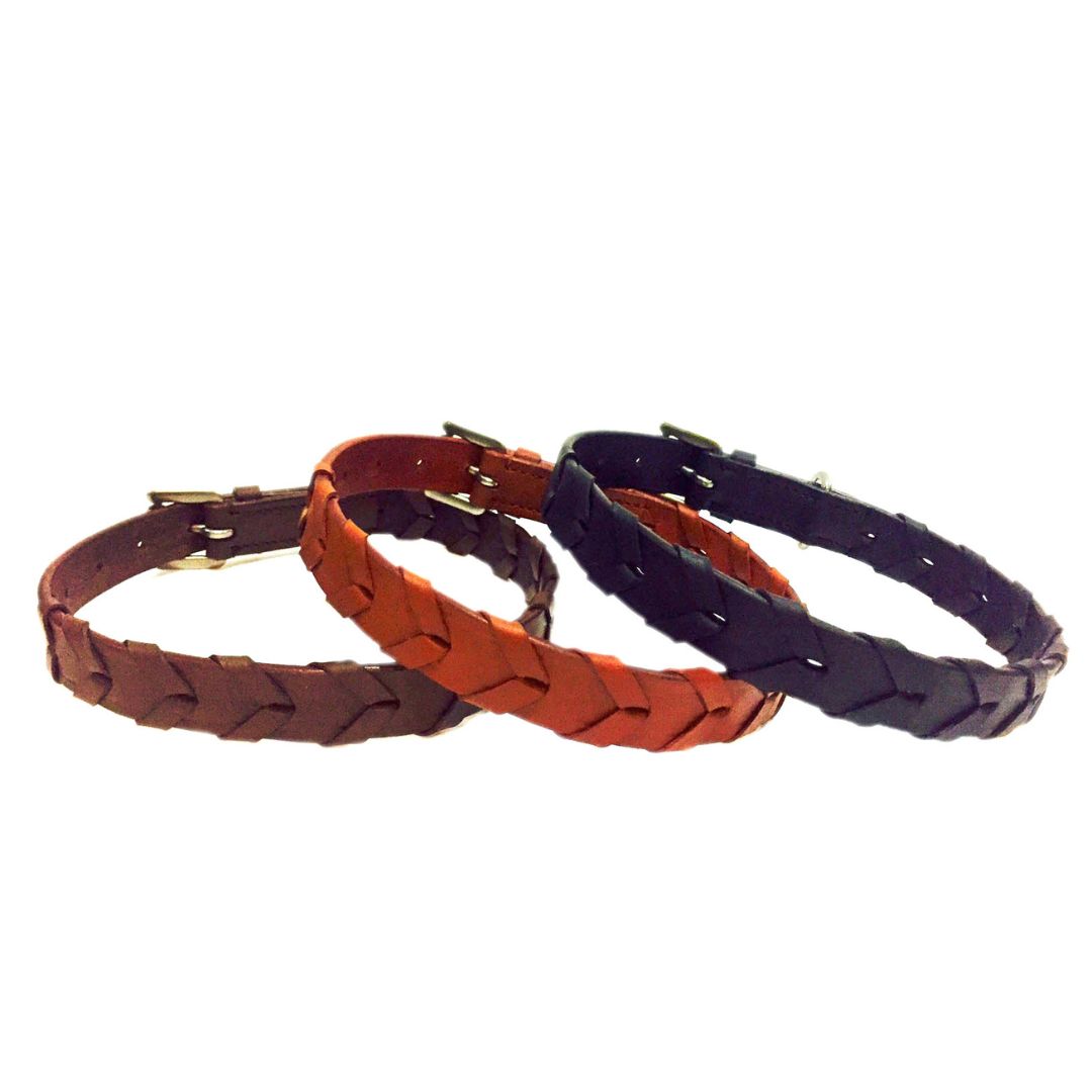 SIE Braided Leather Dog Collars