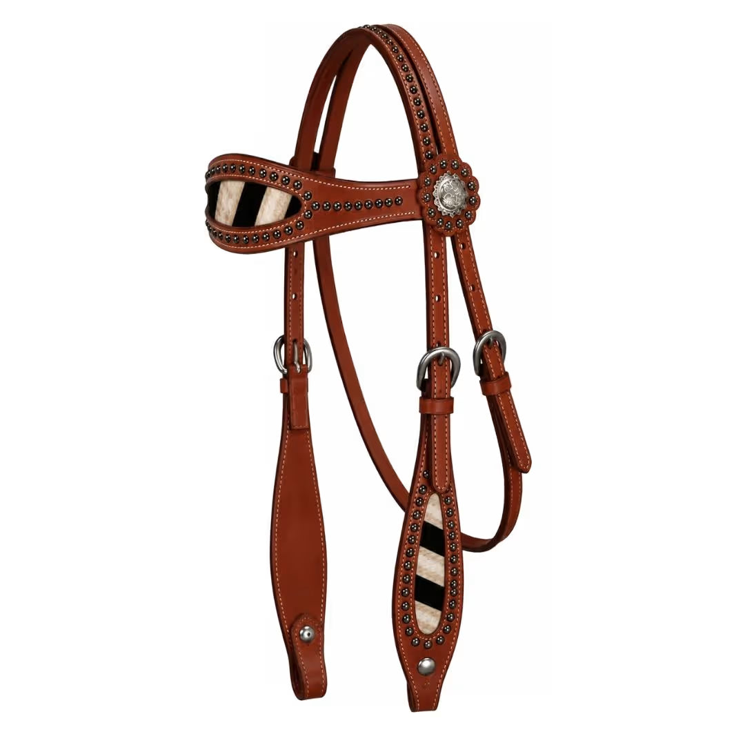 Zebra Print Headstall, Breast Collar & Reins Set – Conchos