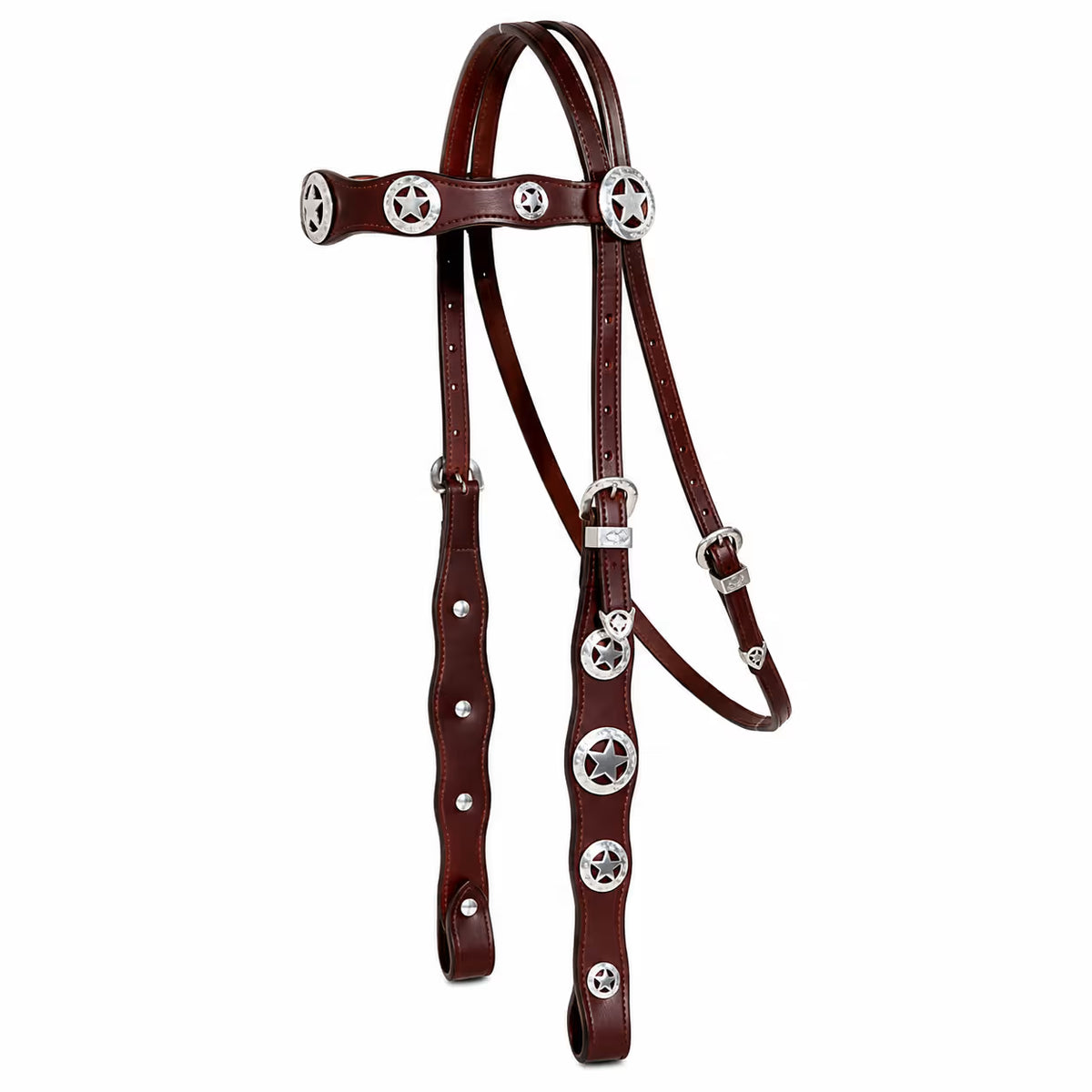 Leather Headstall, Breast Collar & Reins Set – Silver Concho