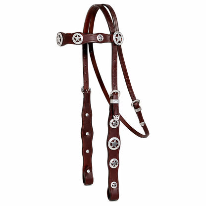 Leather Headstall, Breast Collar & Reins Set – Silver Concho