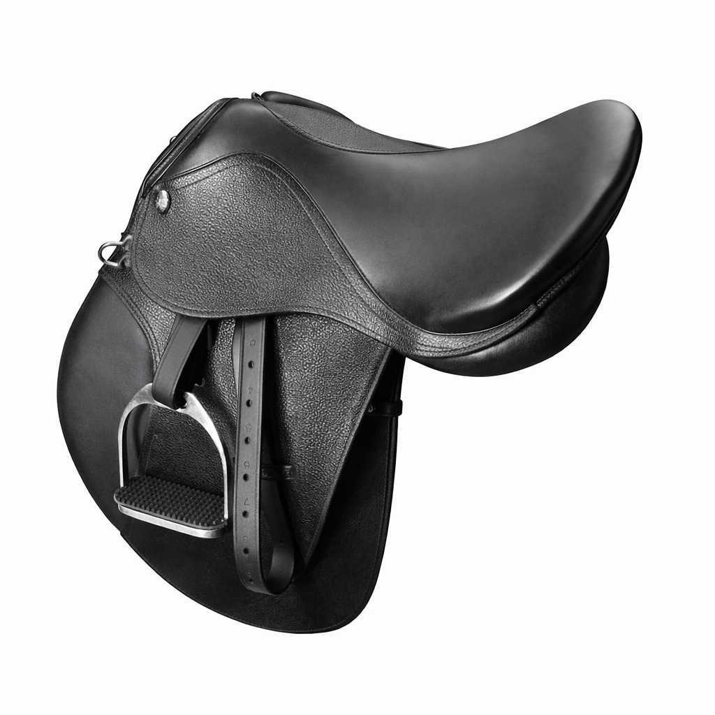 SIE Training Leather English Saddle – Grain Leather with Suede Pads | English Training Saddle