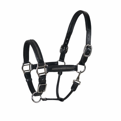 SIE Genuine Leather Empty Channel Horse Halter – Padded Adjustable Headcollar | Brass Hardware