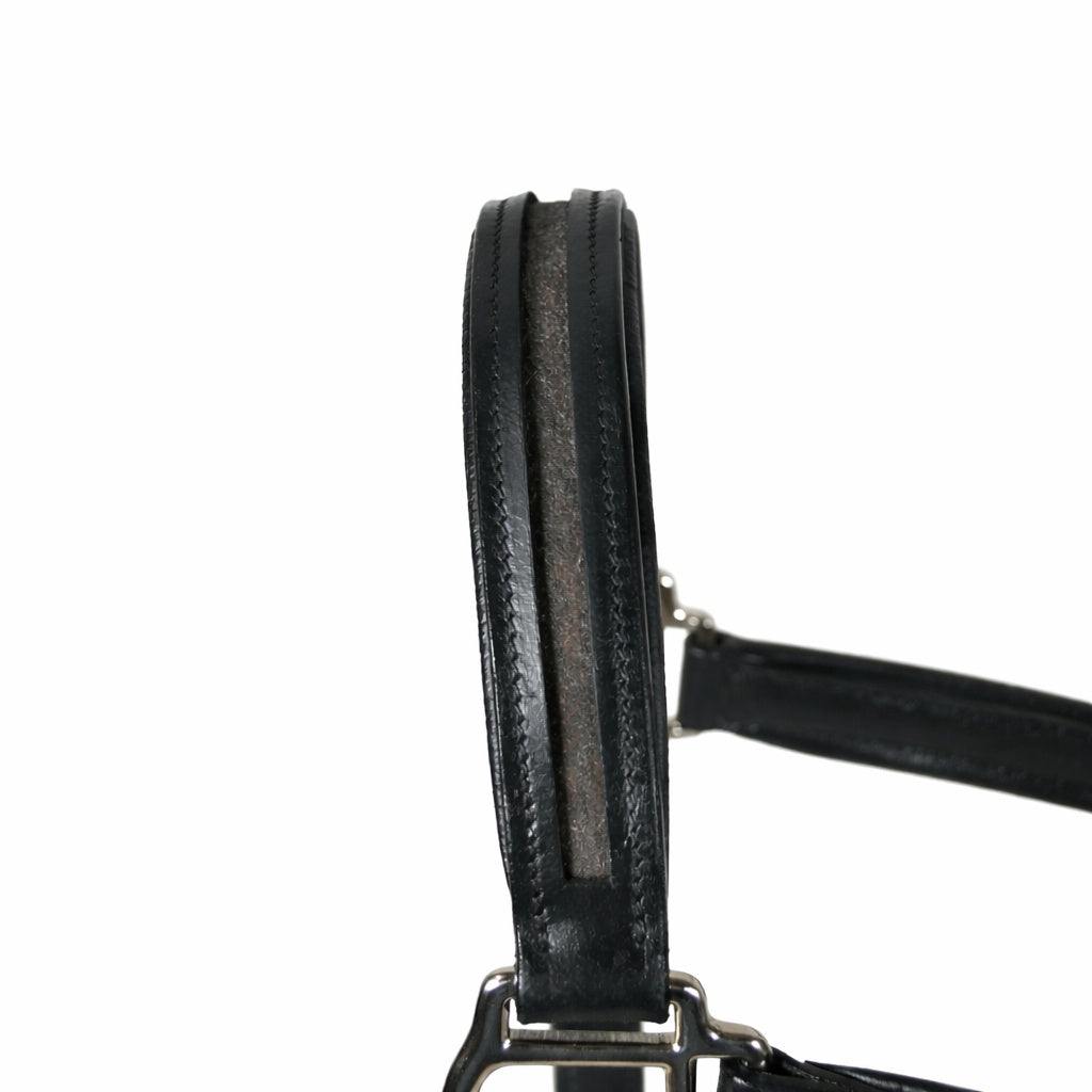 SIE Genuine Leather Empty Channel Horse Halter – Padded Adjustable Headcollar | Brass Hardware