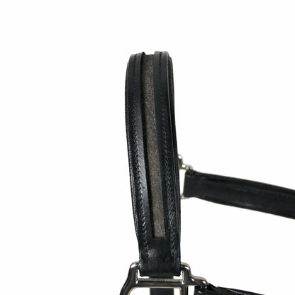 SIE Genuine Leather Empty Channel Horse Halter – Padded Adjustable Headcollar | Brass Hardware