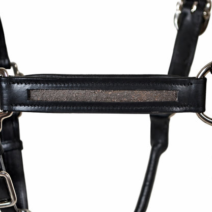 SIE Genuine Leather Empty Channel Horse Halter – Padded Adjustable Headcollar | Brass Hardware