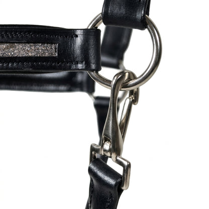 SIE Genuine Leather Empty Channel Horse Halter – Padded Adjustable Headcollar | Brass Hardware