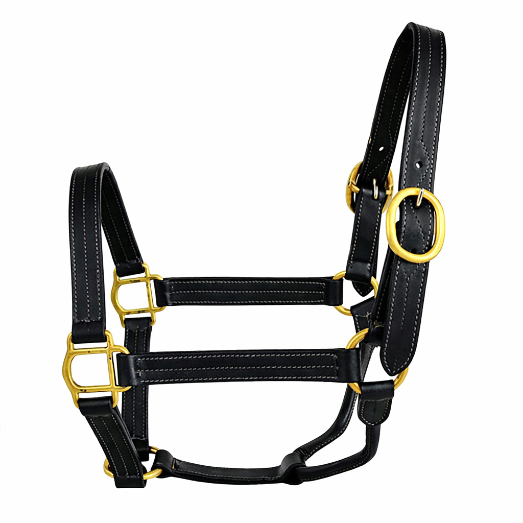 SIE Genuine Leather Horse Halter Triple Stitched with Solid Brass Hardware