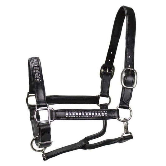 SIE Leather Bling Horse Halter - Crystal Studded Padded Headcollar