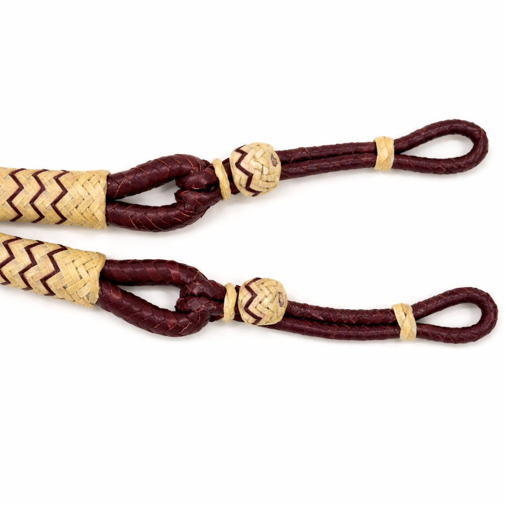 SIE Premium Genuine Leather Romal Reins – Hand Braided Romal with Popper End