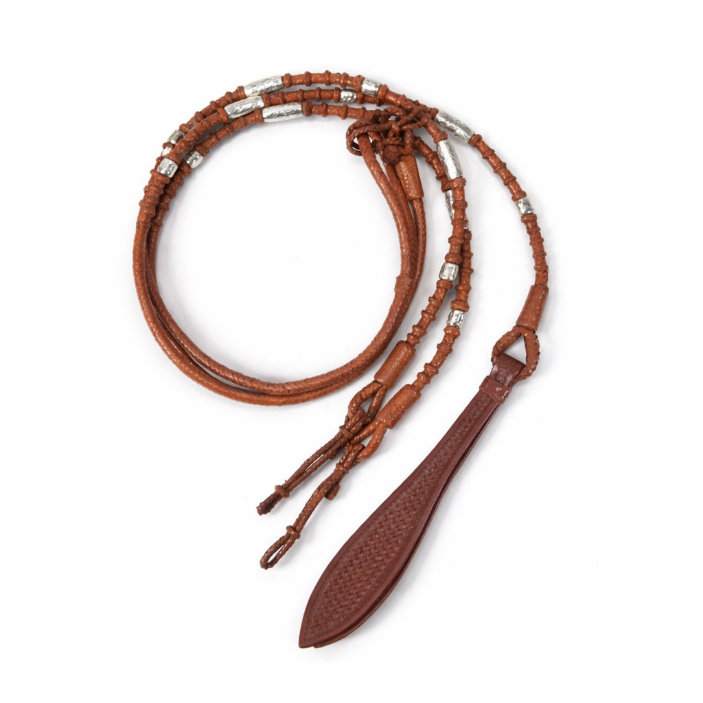 SIE Premium Genuine Leather Romal Reins – Hand Braided Romal with Popper End