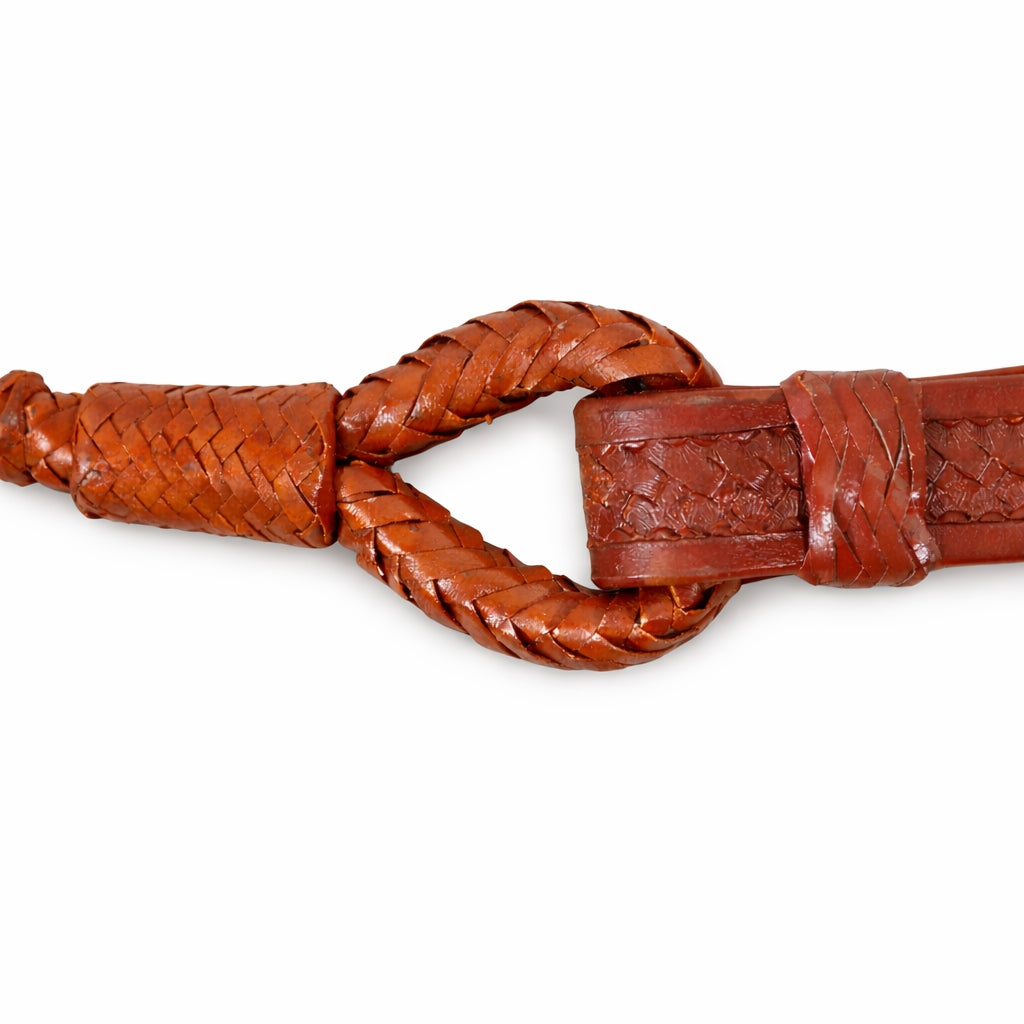 SIE Premium Genuine Leather Romal Reins – Hand Braided Romal with Popper End