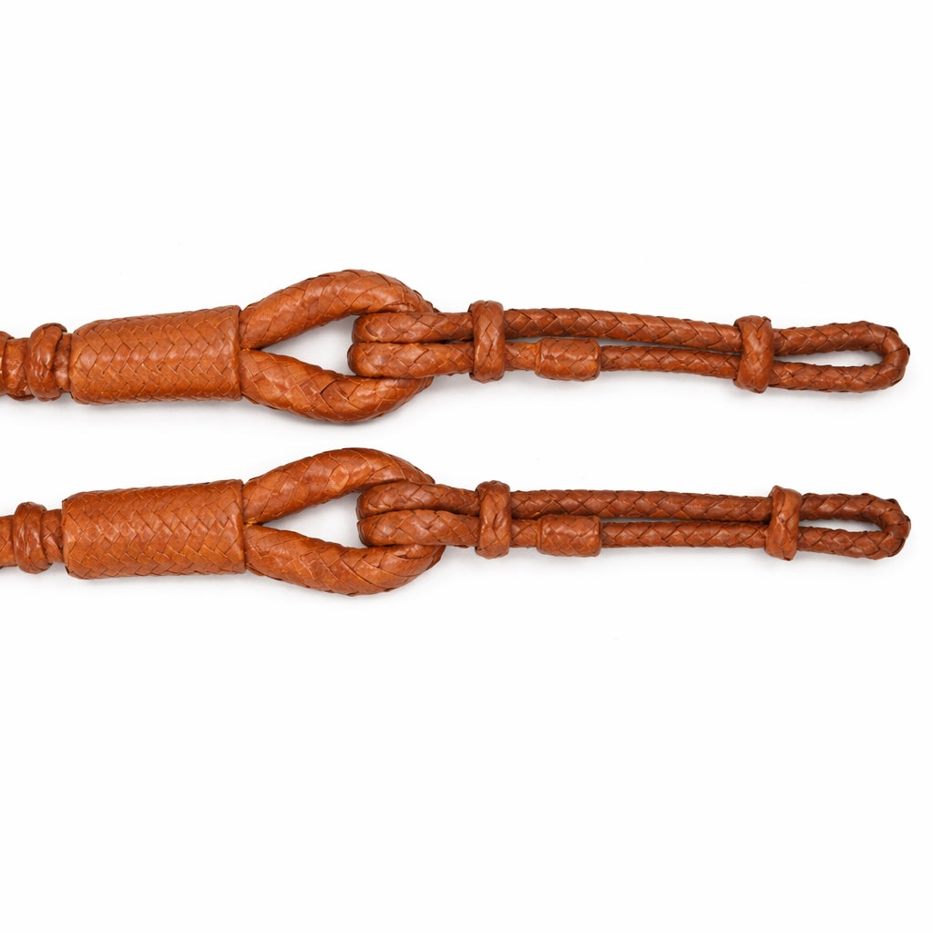 SIE Premium Genuine Leather Romal Reins – Hand Braided Romal with Popper End