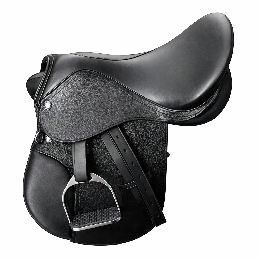 SIE Training Leather English Saddle – Grain Leather with Suede Pads | English Training Saddle