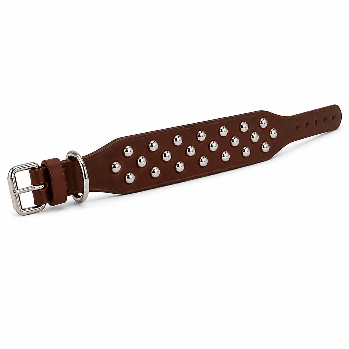 Bulk Lot of 15 Brown Padded Leather Dog Collars – 16"–24"