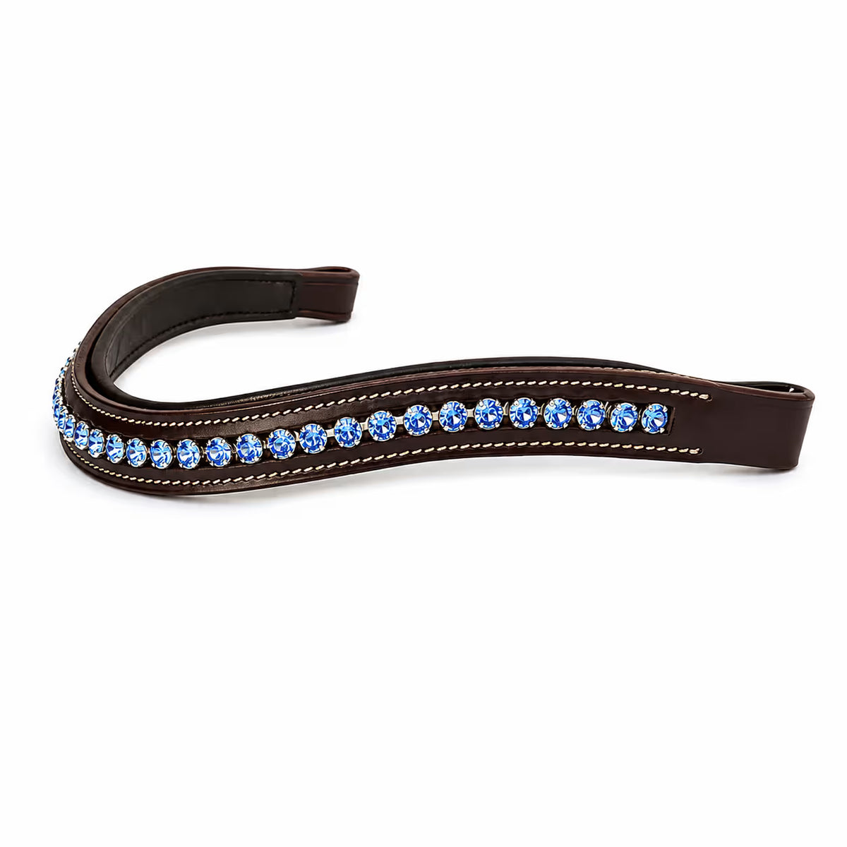 Coral Blue Swarovski Padded Leather Browband – English