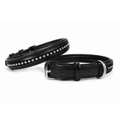Crystal Padded USA Leather Dog Collar