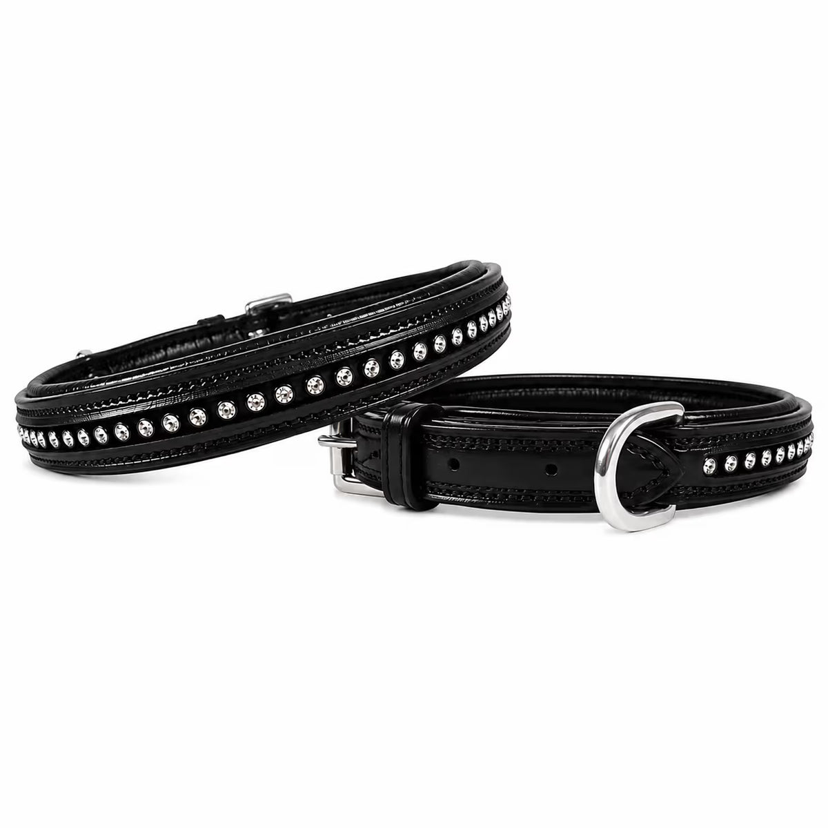 Crystal Padded USA Leather Dog Collar