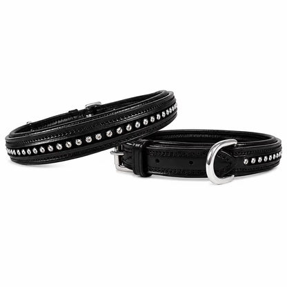 Crystal Padded USA Leather Dog Collar