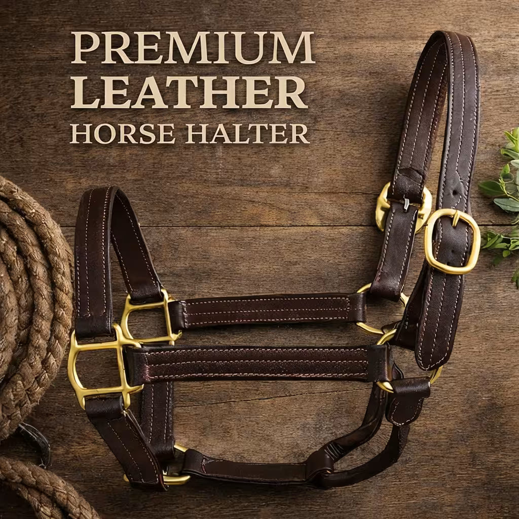 Bulk Lot of 12 Triple Stitch Adjustable Leather Horse Halters