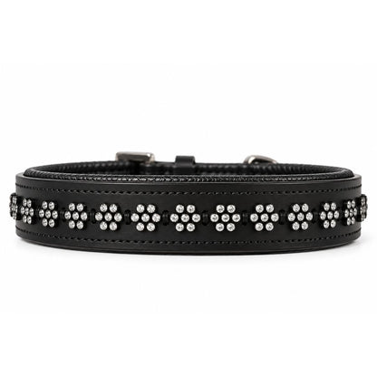 Large Crystal Rhinestone Leather Dog Collar